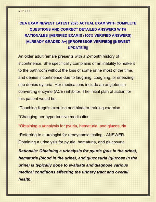 CEA EXAM NEWEST 2025 ACTUAL EXAM COMPLETE 250 QUESTIONS AND CORRECT DETAILED ANSWERS