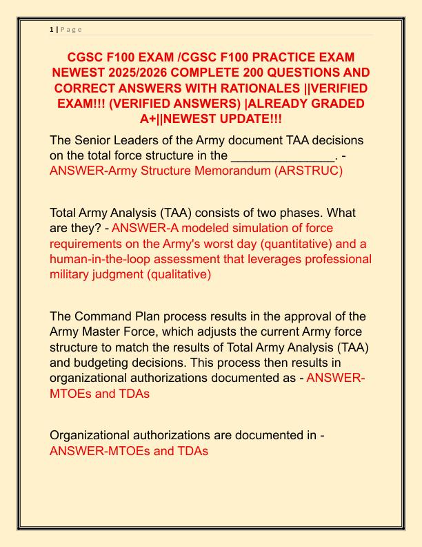 CGSC F100 EXAM
