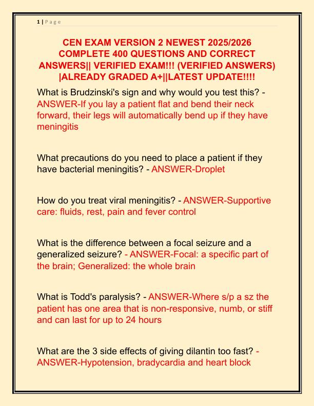 CEN EXAM VERSION 2 NEWEST 2025