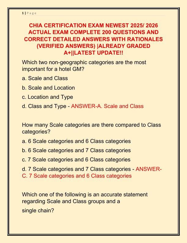 CHIA CERTIFICATION EXAM NEWEST 2025 ACTUAL EXAM COMPLETE 200 QUESTIONS AND CORRECT DETAILED ANSWERS