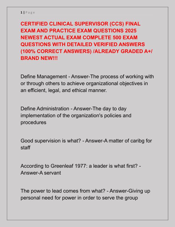 CERTIFIED CLINICAL SUPERVISOR