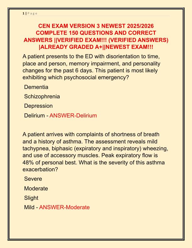 CEN EXAM VERSION 3 NEWEST 2025