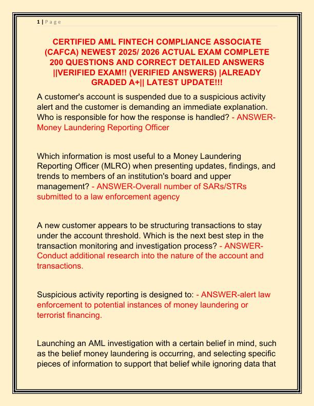 CERTIFIED AML FINTECH COMPLIANCE ASSOCIATE