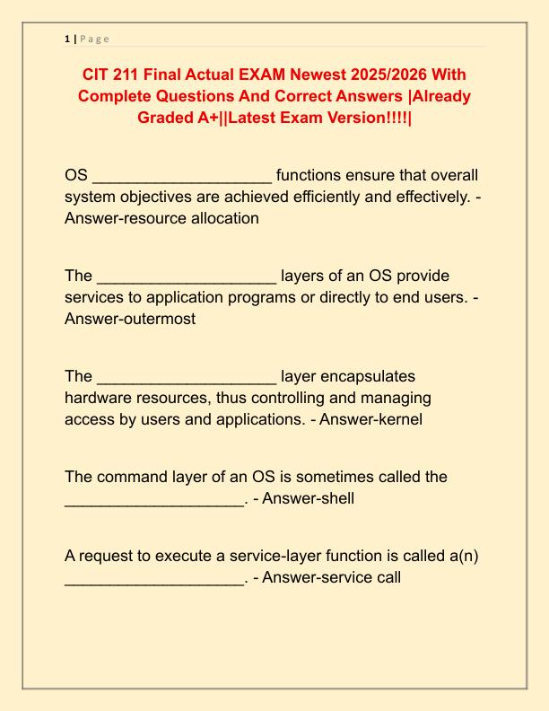 CIT 211 Final Actual EXAM Newest 2025
