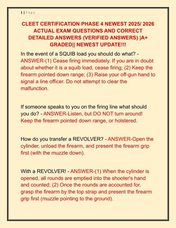 CLEET CERTIFICATION PHASE 4 NEWEST 2025 ACTUAL EXAM QUESTIONS AND CORRECT DETAILED ANSWERS