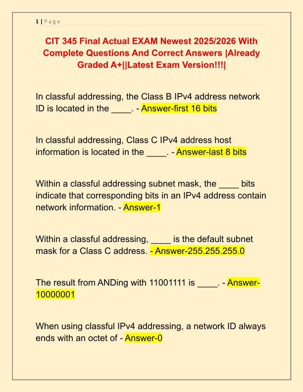 CIT 345 Final Actual EXAM Newest 2025