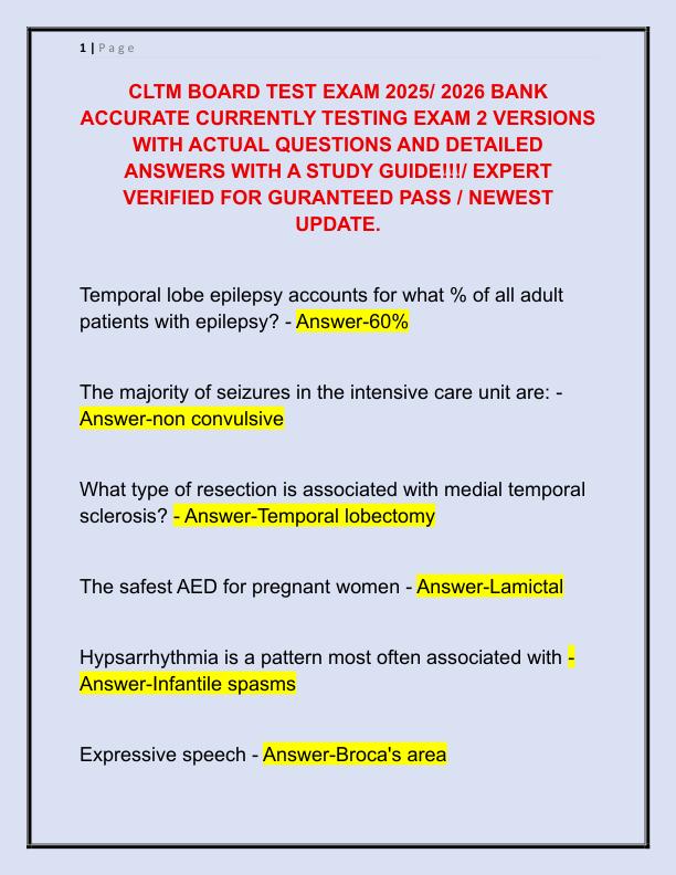 CLTM BOARD TEST EXAM 2025