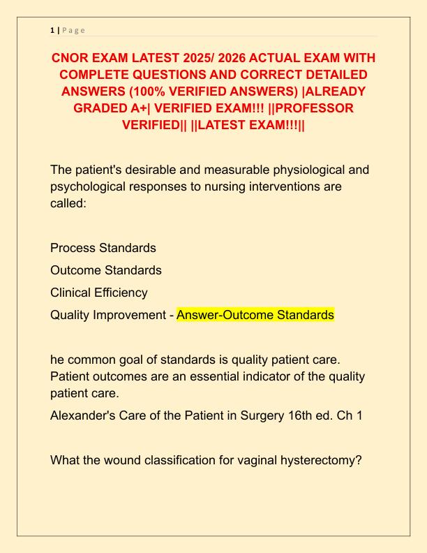 CNOR EXAM LATEST 2025