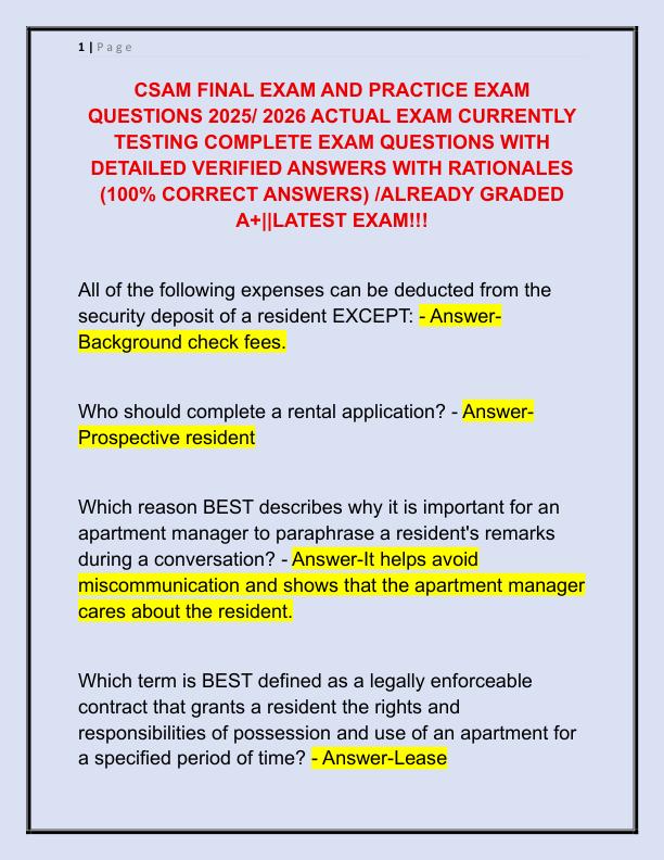 CSAM FINAL EXAM AND PRACTICE EXAM QUESTIONS 2025