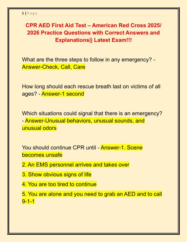 CPR AED First Aid Test