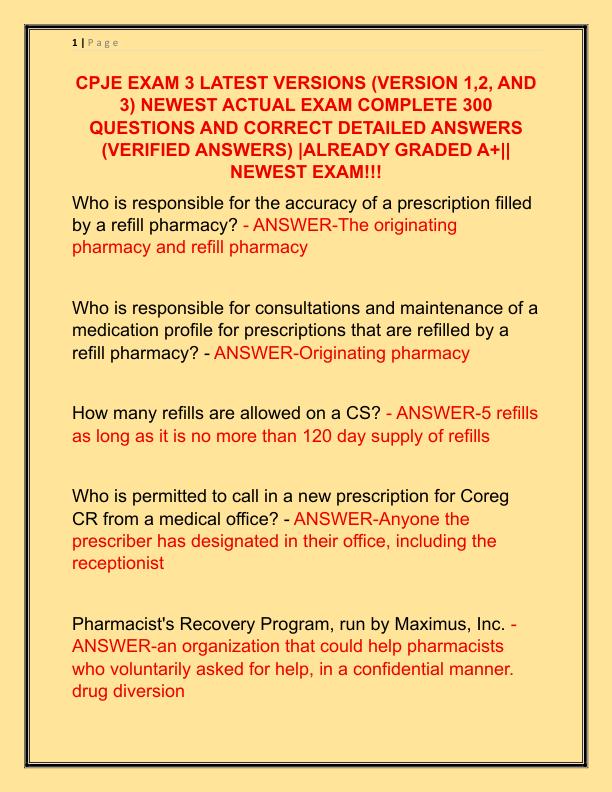 CPJE EXAM 3 LATEST VERSIONS