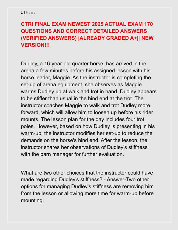 CTRI FINAL EXAM NEWEST 2025 ACTUAL EXAM 170 QUESTIONS AND CORRECT DETAILED ANSWERS