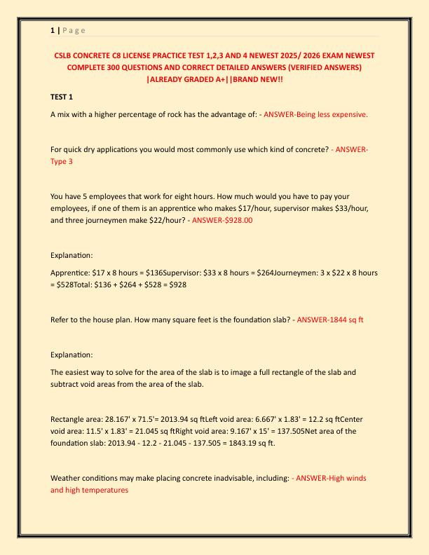 CSLB CONCRETE C8 LICENSE PRACTICE TEST 1