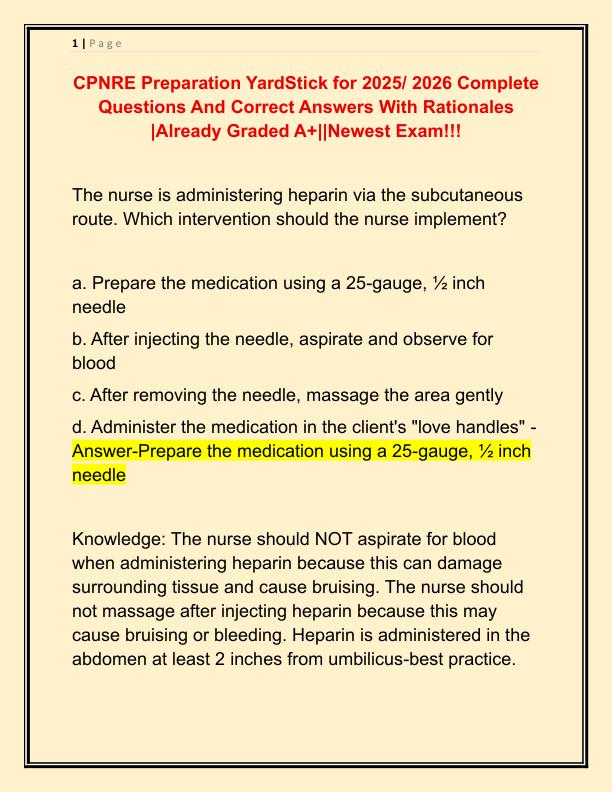 CPNRE Preparation YardStick for 2025