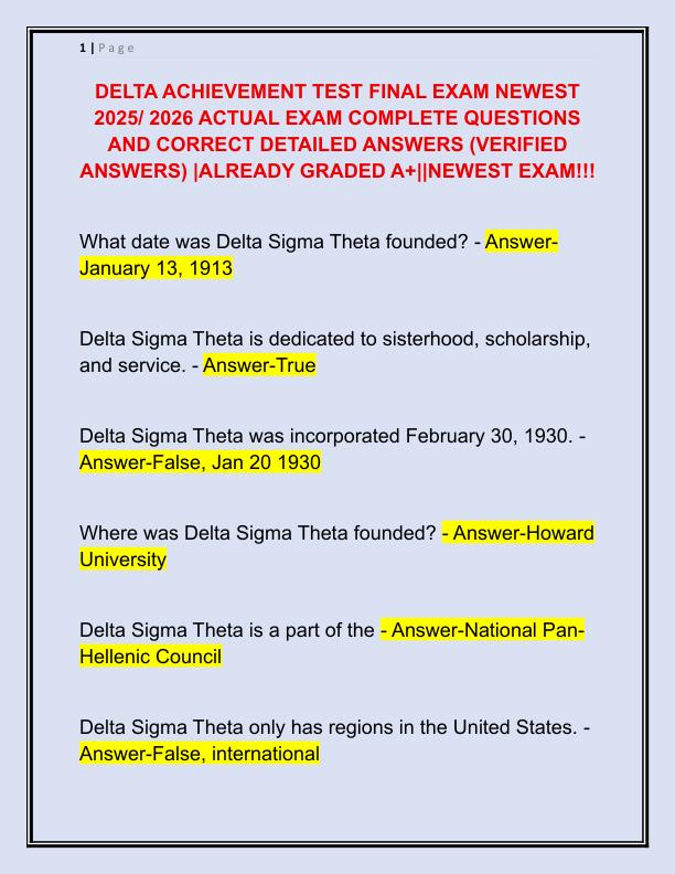 DELTA ACHIEVEMENT TEST FINAL EXAM NEWEST 2025