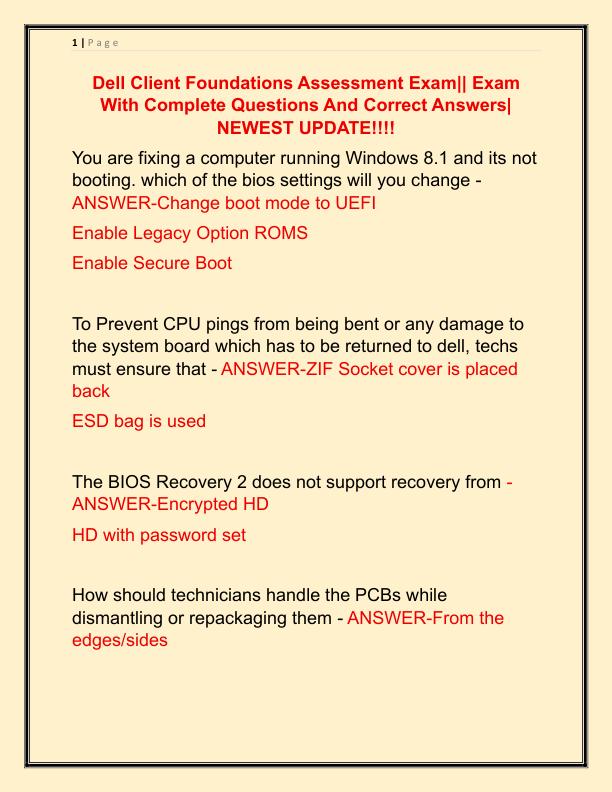 Dell Client Foundations Assessment Exam