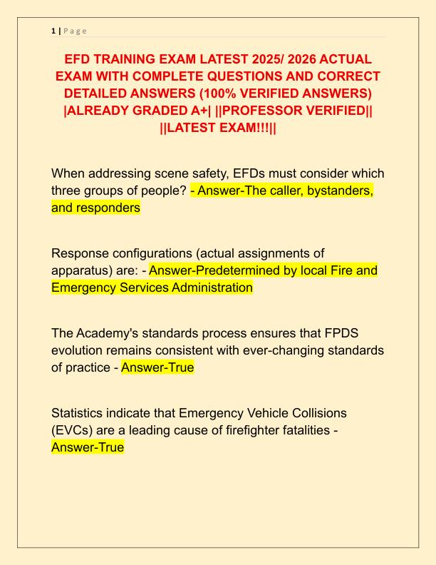 EFD TRAINING EXAM LATEST 2025
