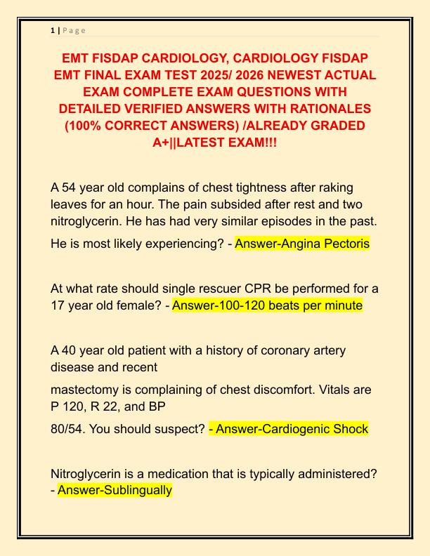EMT FISDAP CARDIOLOGY