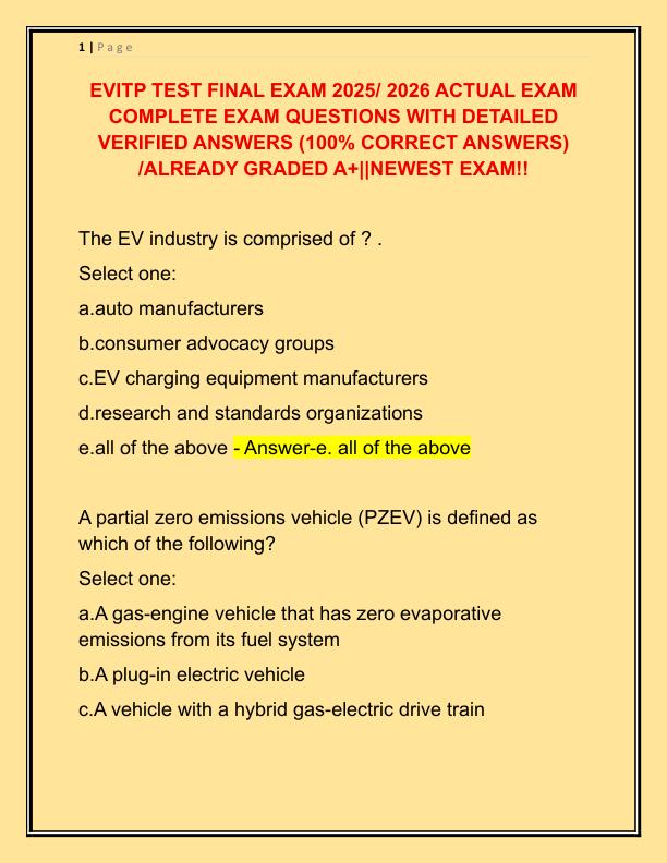 EVITP TEST FINAL EXAM 2025
