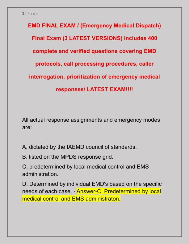 EMD FINAL EXAM