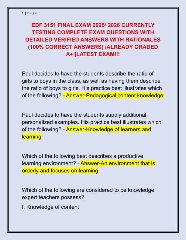 EDF 3151 FINAL EXAM 2025