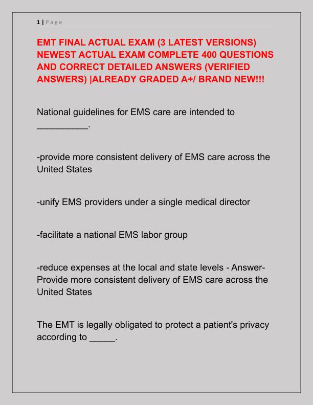 EMT FINAL ACTUAL EXAM