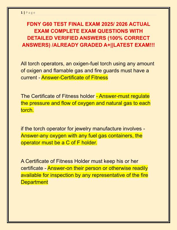 FDNY G60 TEST FINAL EXAM 2025