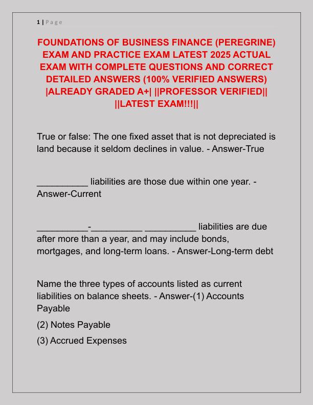 FOUNDATIONS OF BUSINESS FINANCE