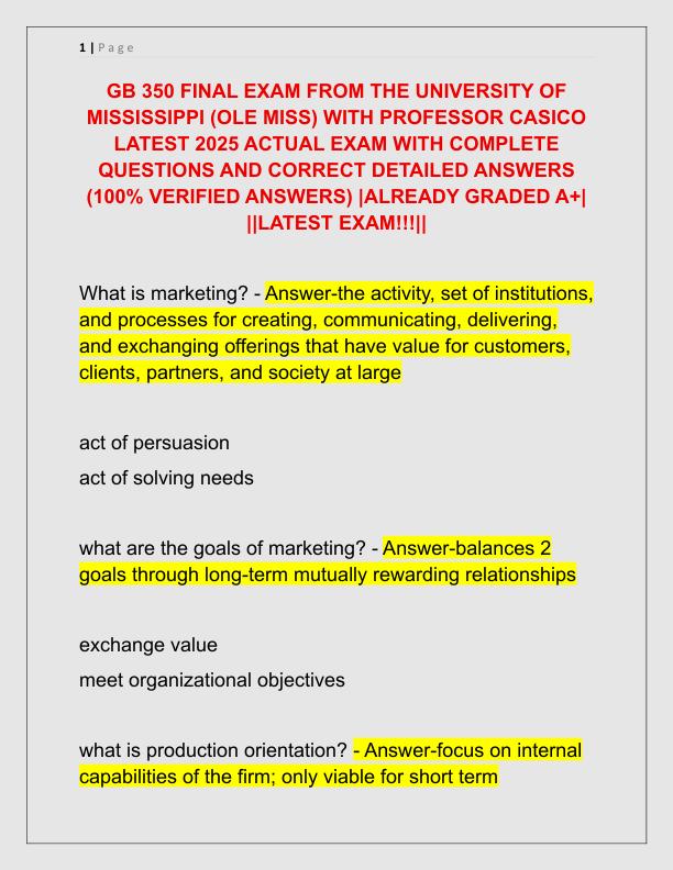 GB 350 FINAL EXAM FROM THE UNIVERSITY OF MISSISSIPPI