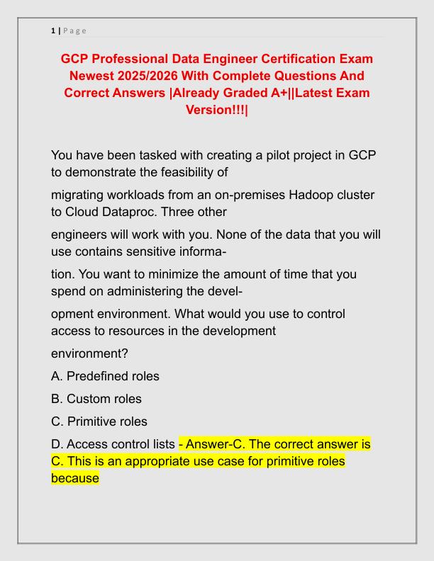 GCP Professional Data Engineer Certification Exam Newest 2025