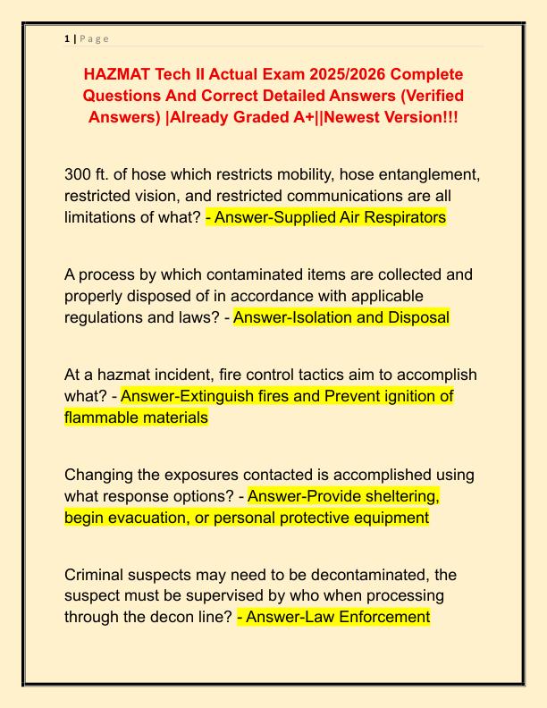 HAZMAT Tech II Actual Exam 2025