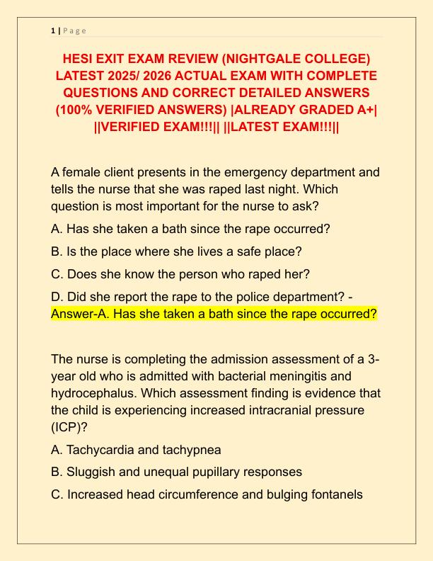 HESI EXIT EXAM REVIEW