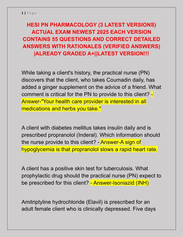 HESI PN PHARMACOLOGY