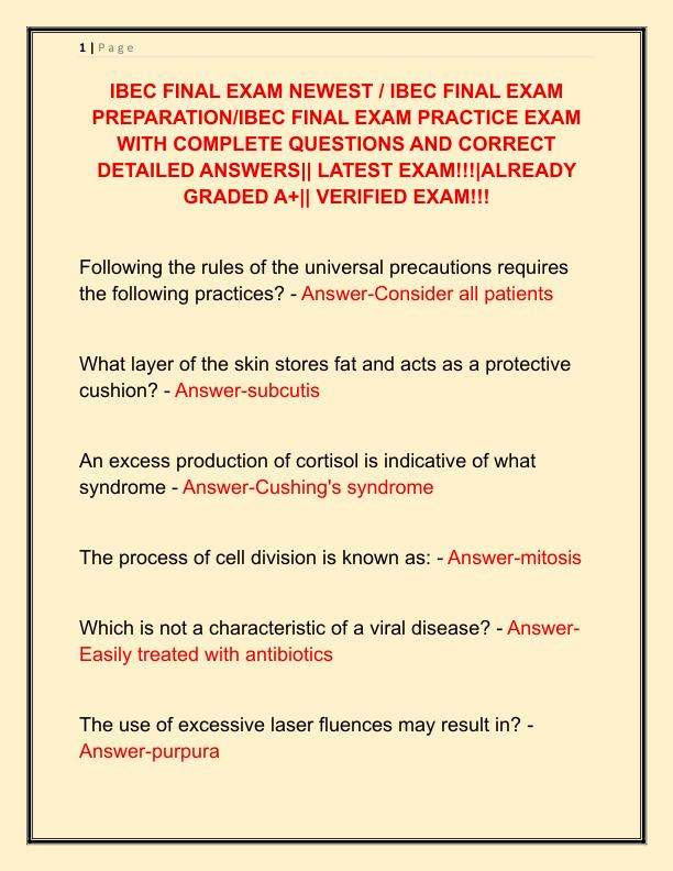 IBEC FINAL EXAM NEWEST