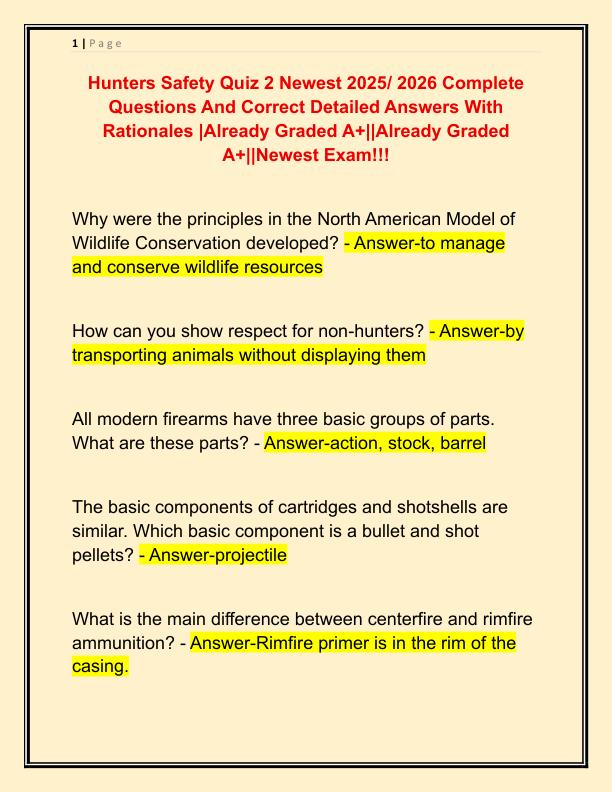 Hunters Safety Quiz 2 Newest 2025