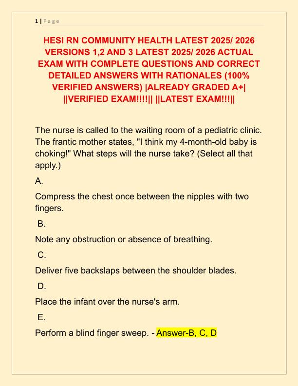 HESI RN COMMUNITY HEALTH LATEST 2025