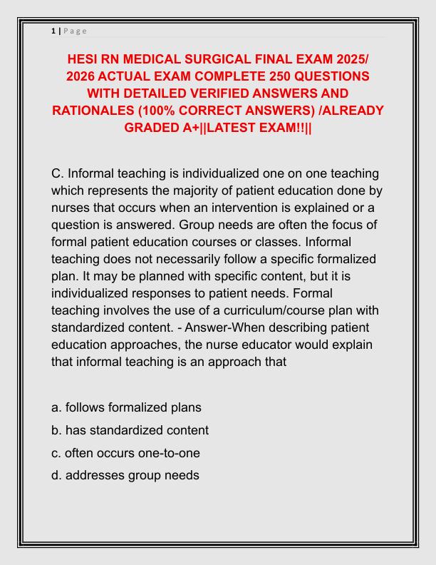 HESI RN MEDICAL SURGICAL FINAL EXAM 2025