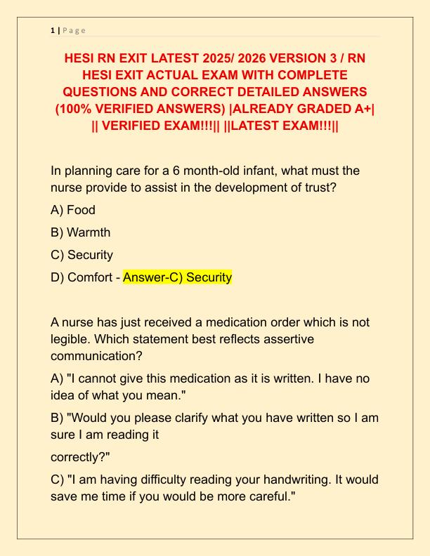 HESI RN EXIT LATEST 2025