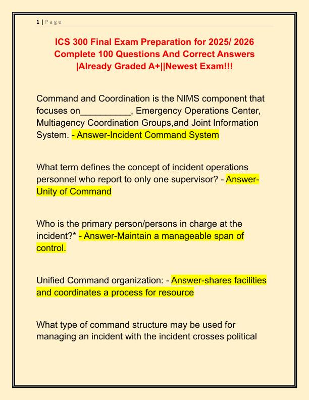 ICS 300 Final Exam Preparation for 2025