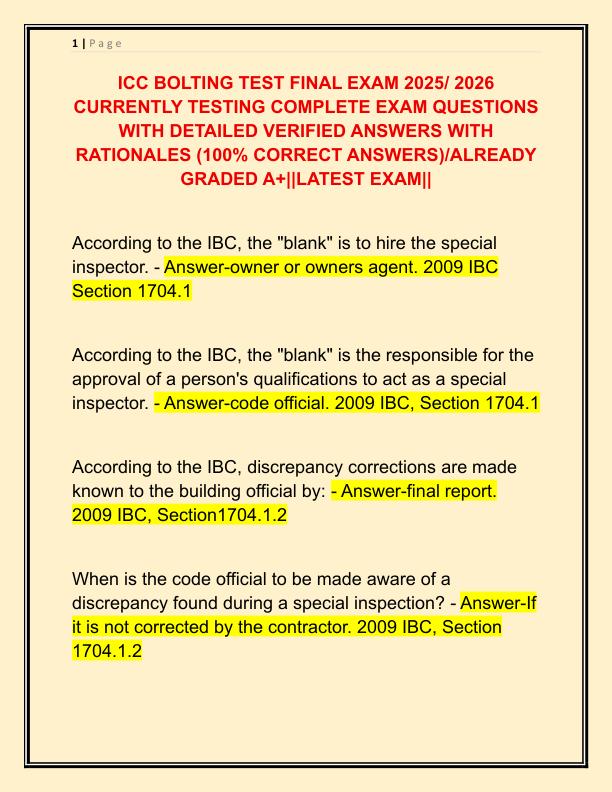 ICC BOLTING TEST FINAL EXAM 2025