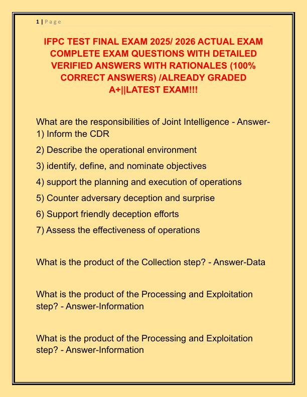 IFPC TEST FINAL EXAM 2025