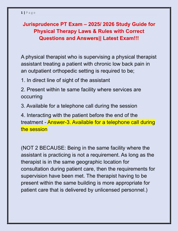 Jurisprudence PT Exam