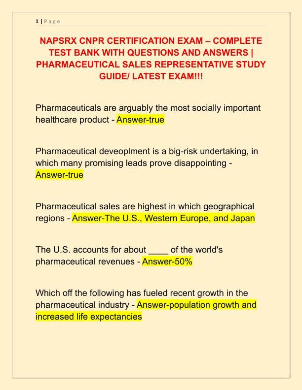 NAPSRX CNPR CERTIFICATION EXAM