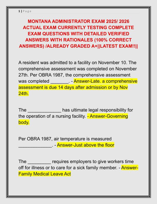 MONTANA ADMINISTRATOR EXAM 2025