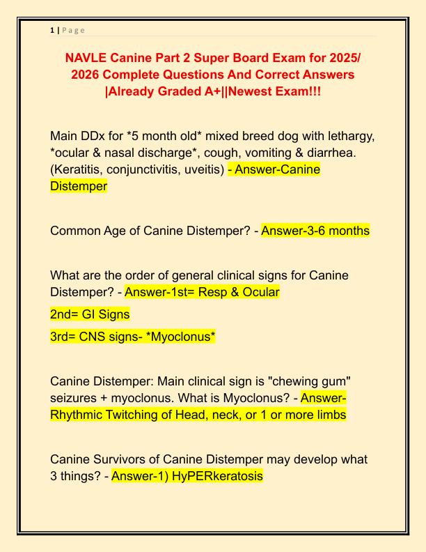 NAVLE Canine Part 2 Super Board Exam for 2025