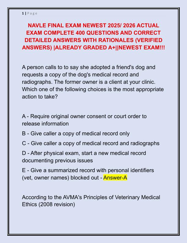 NAVLE FINAL EXAM NEWEST 2025