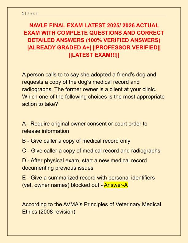 NAVLE FINAL EXAM LATEST 2025