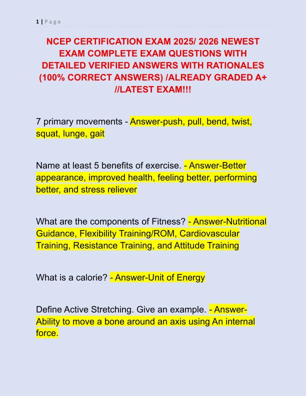 NCEP CERTIFICATION EXAM 2025