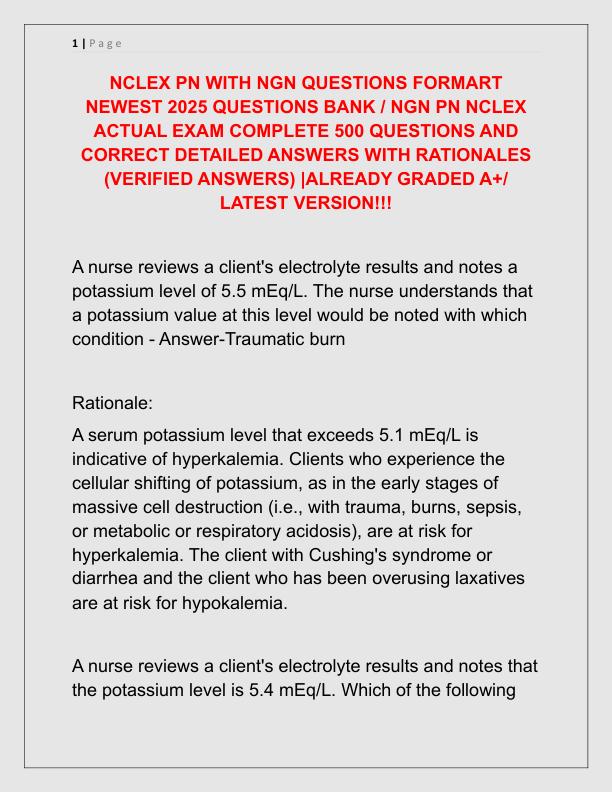 NCLEX PN WITH NGN QUESTIONS FORMART NEWEST 2025 QUESTIONS BANK