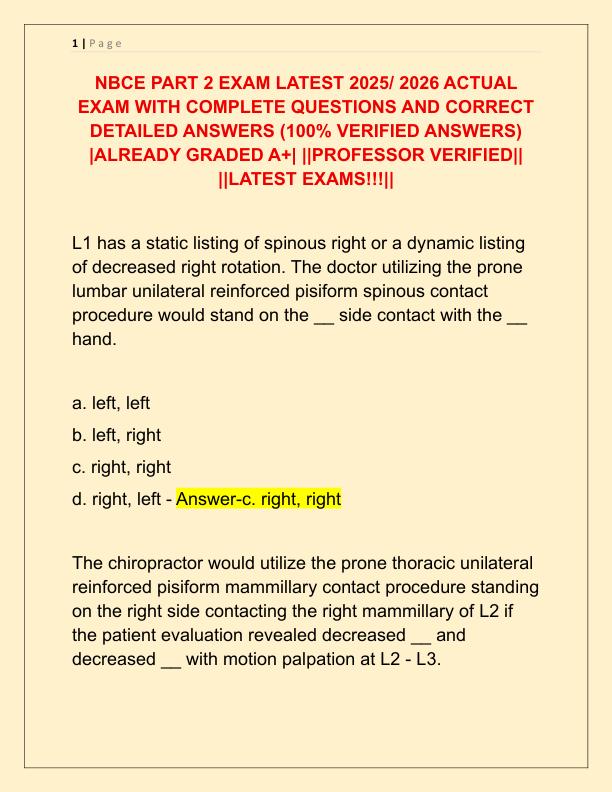 NBCE PART 2 EXAM LATEST 2025